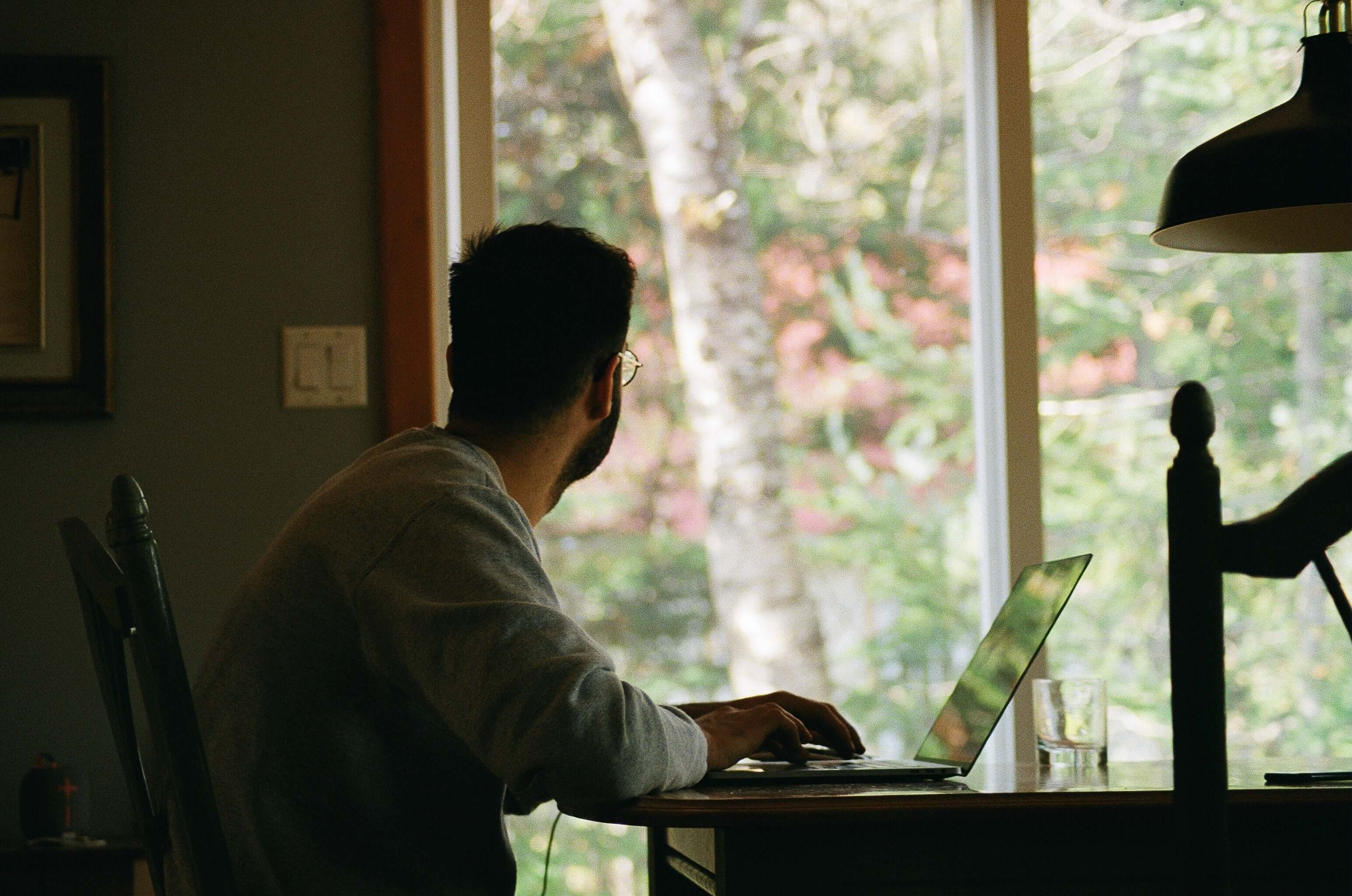 Comfortable home office with a desk, chair and organized work surface