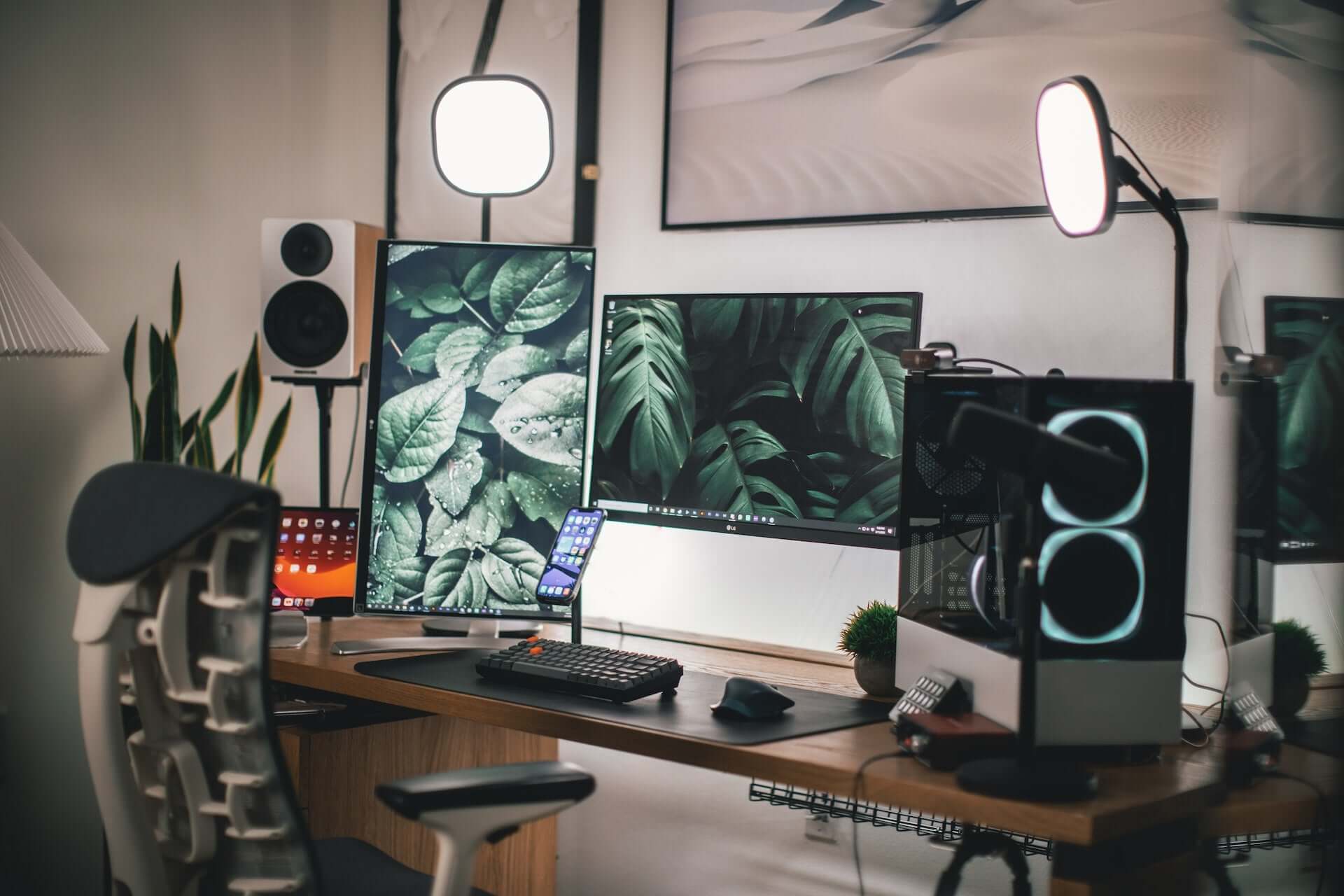Employee using a modern ergonomic workstation with an adjustable desk