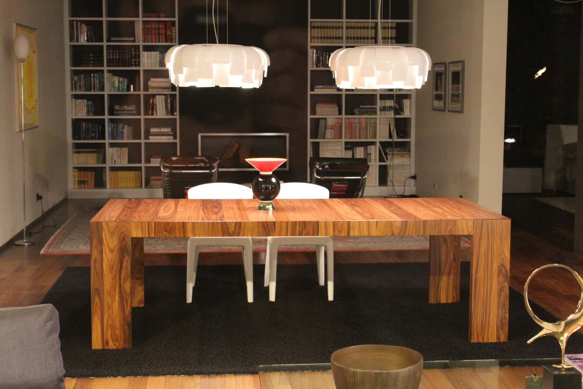Solid wood desktop showing natural grain in a modern office
