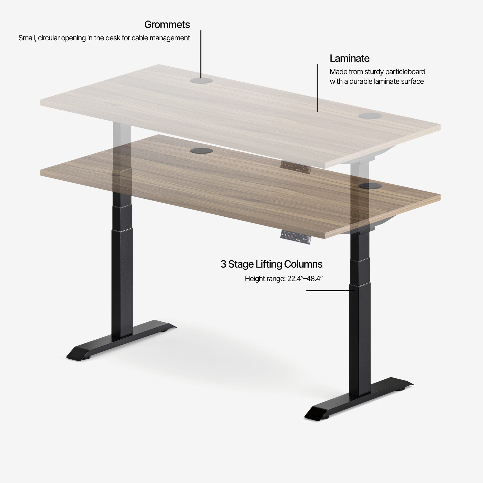 Bureau Ajustable Aspire en Laminé de Bois