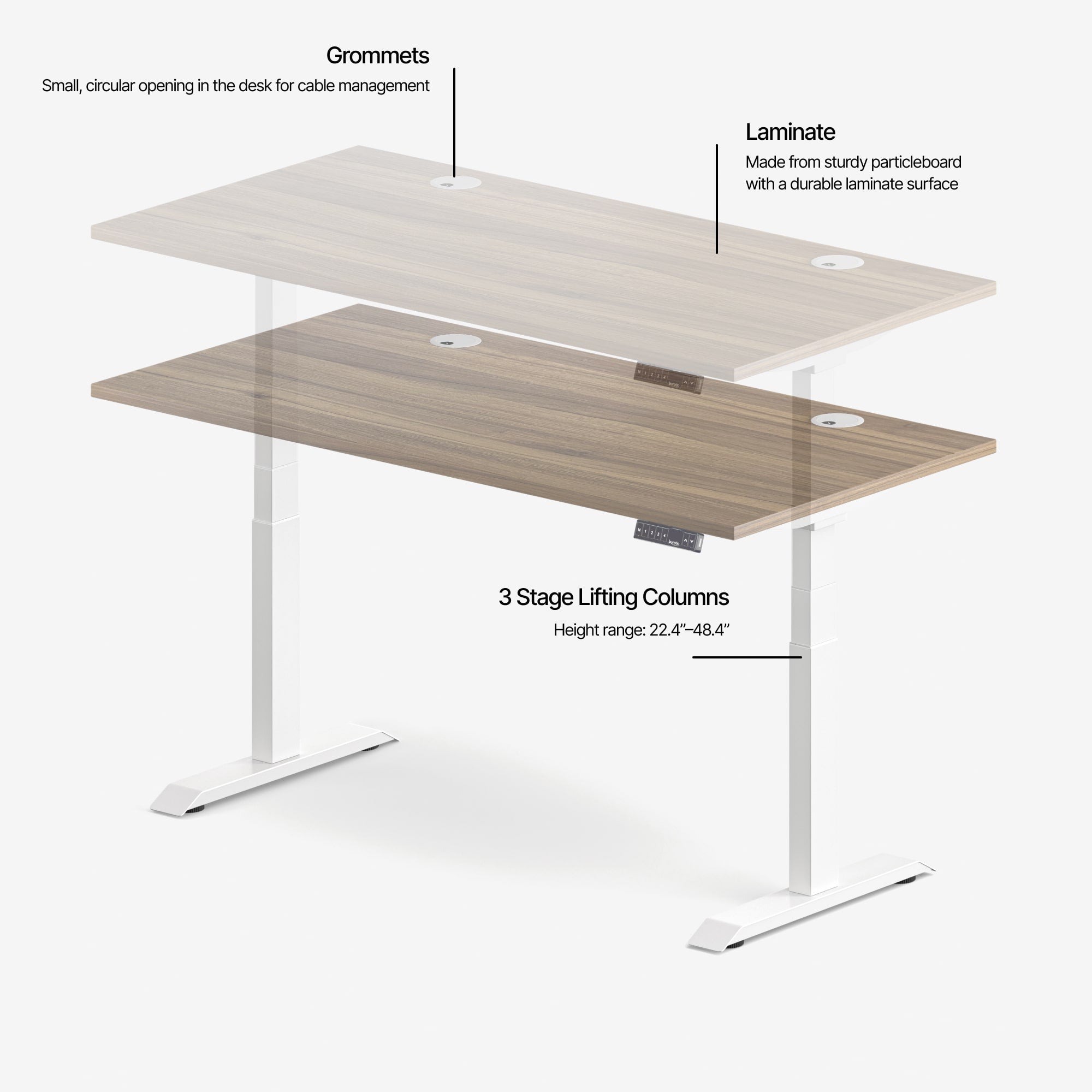 Bureau Ajustable Aspire en Laminé de Bois