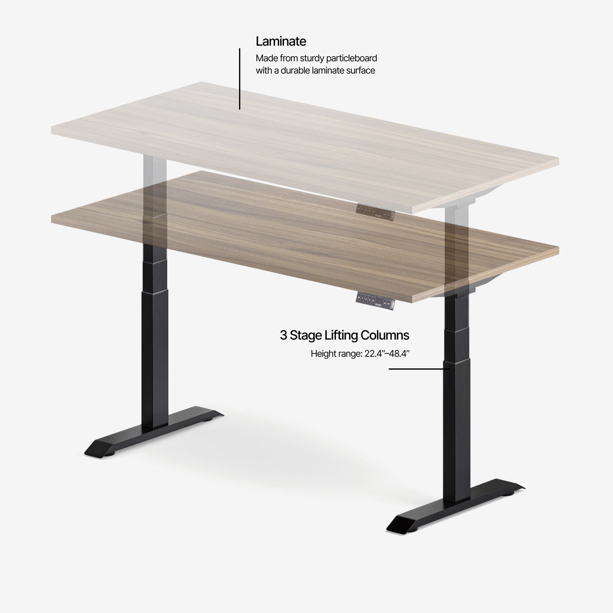 Bureau Ajustable Aspire en Laminé de Bois