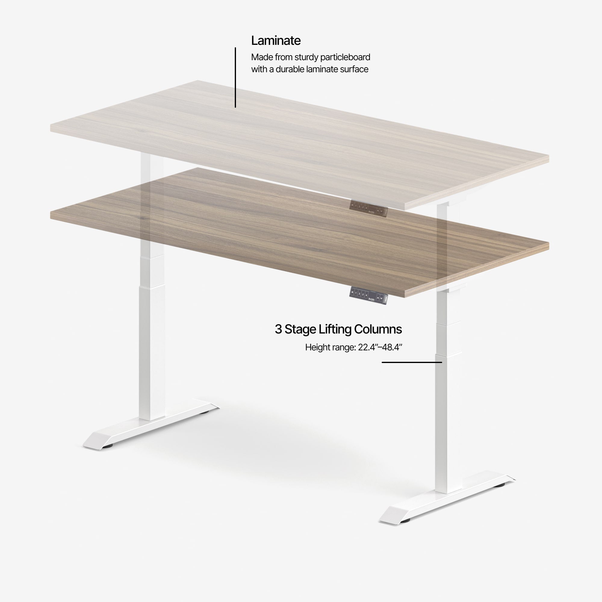 Bureau Ajustable Aspire en Laminé de Bois