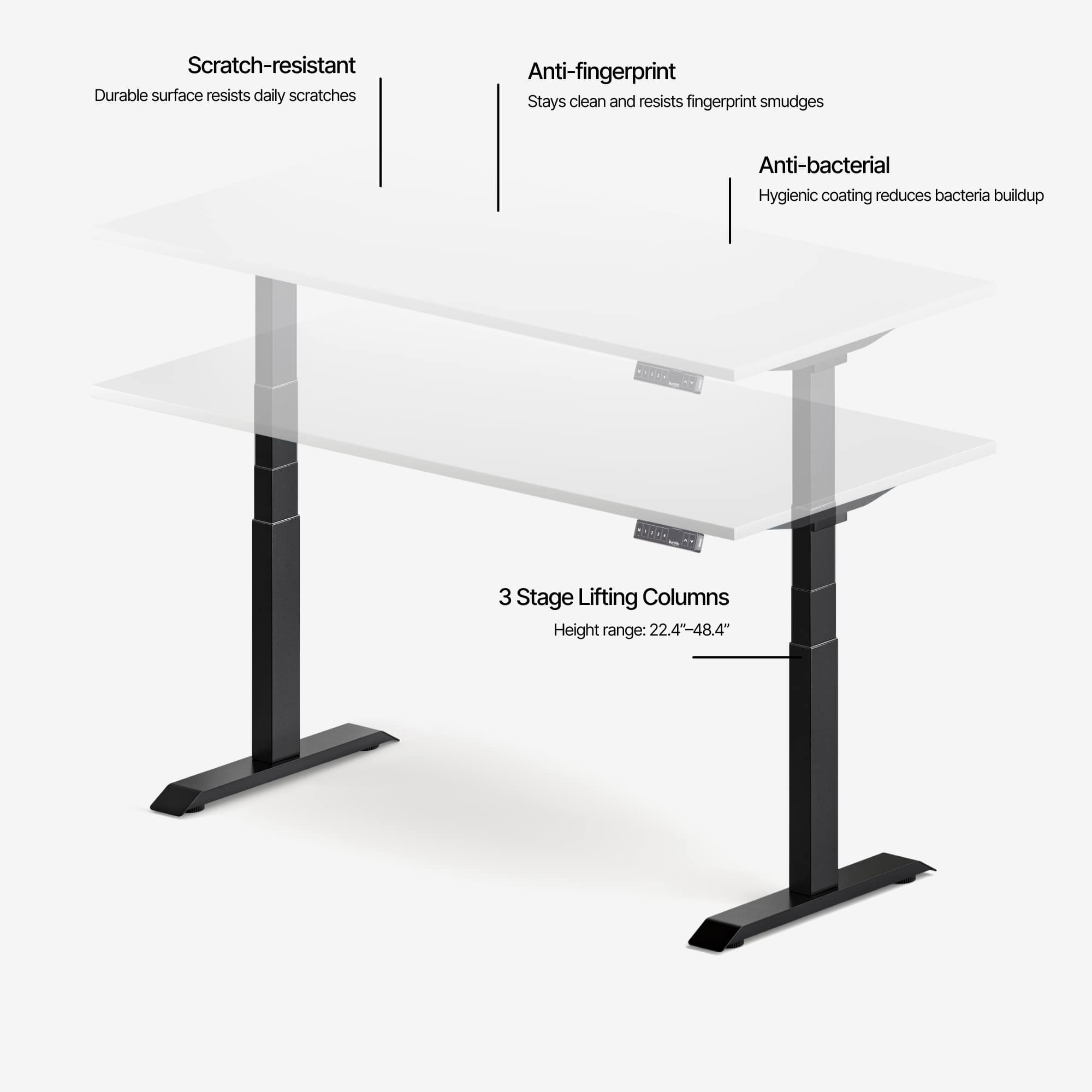 Bureau Ajustable Aspire en Laminé Supérieur