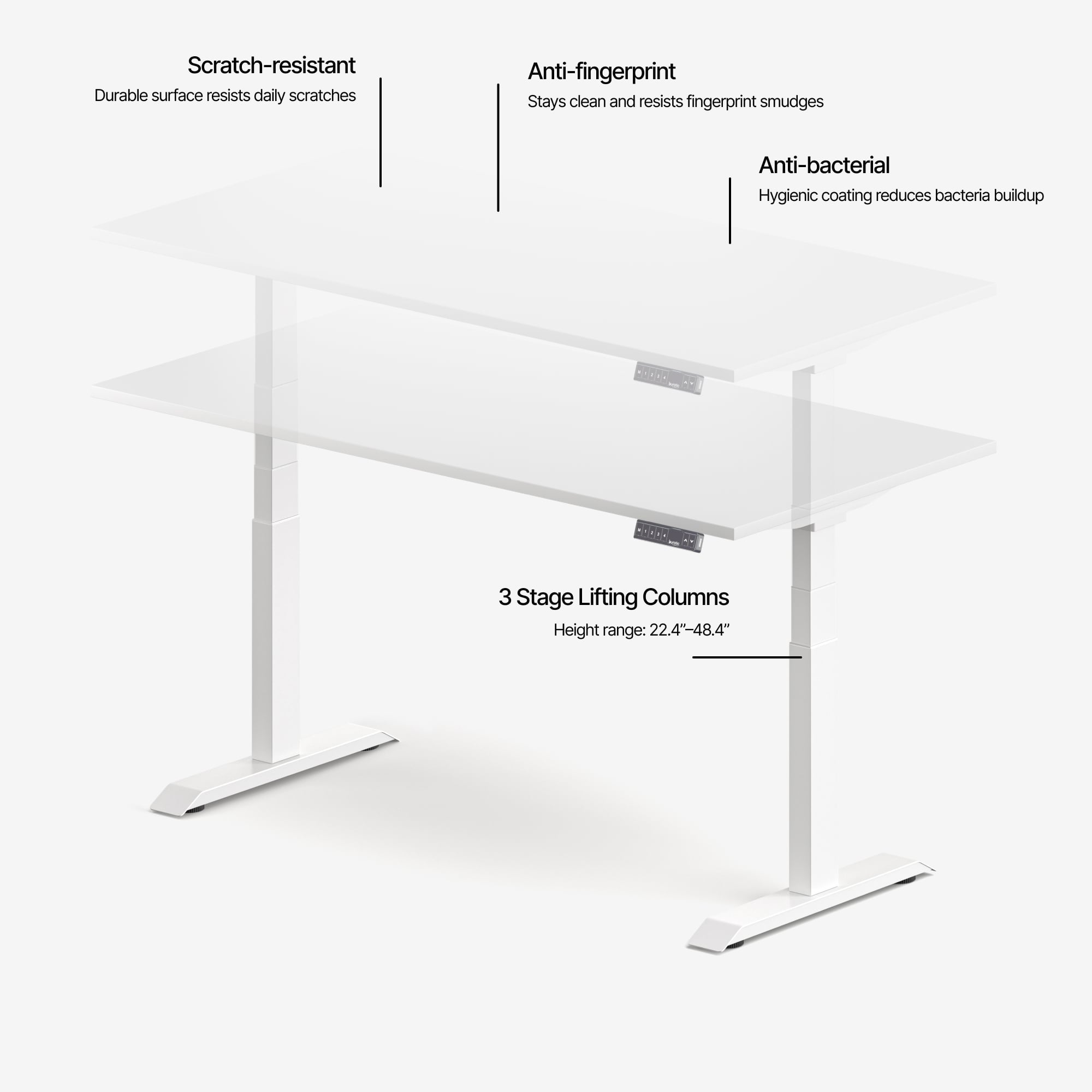 Bureau Ajustable Aspire en Laminé Supérieur