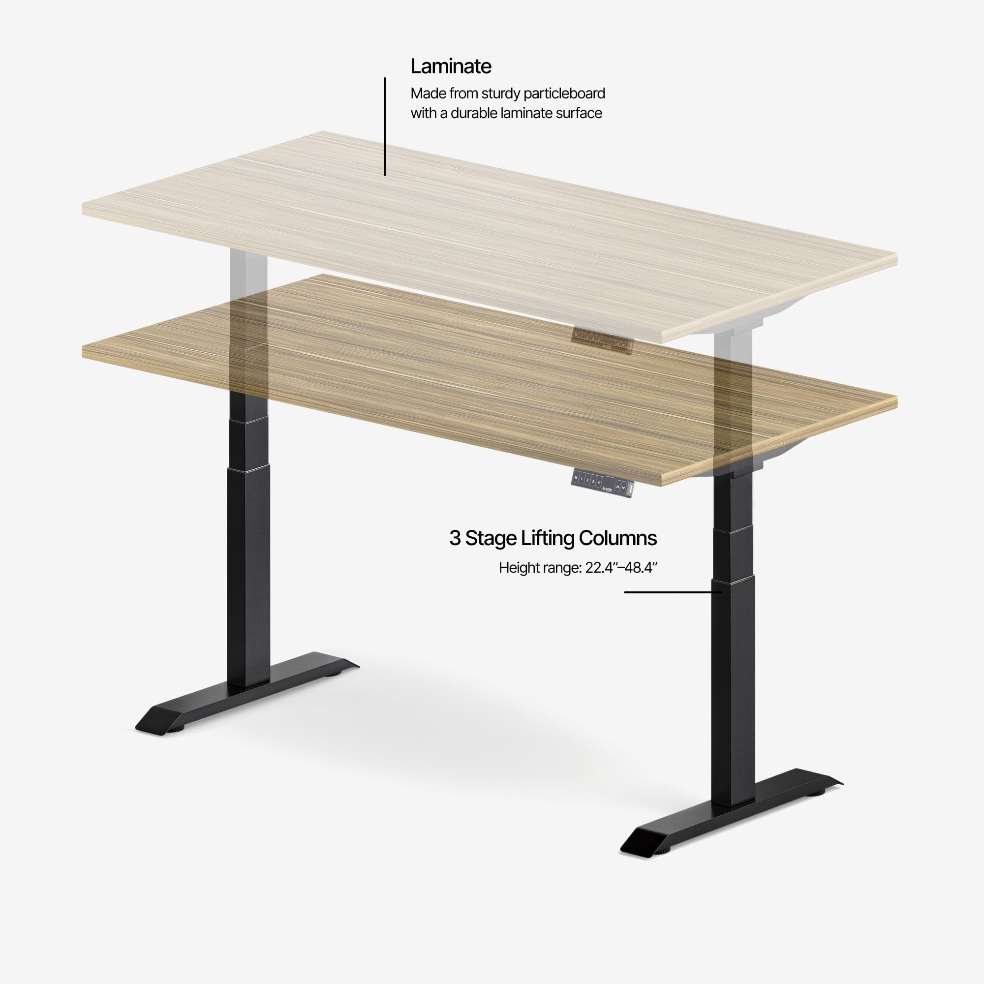 Bureau Ajustable Aspire en Laminé de Bois