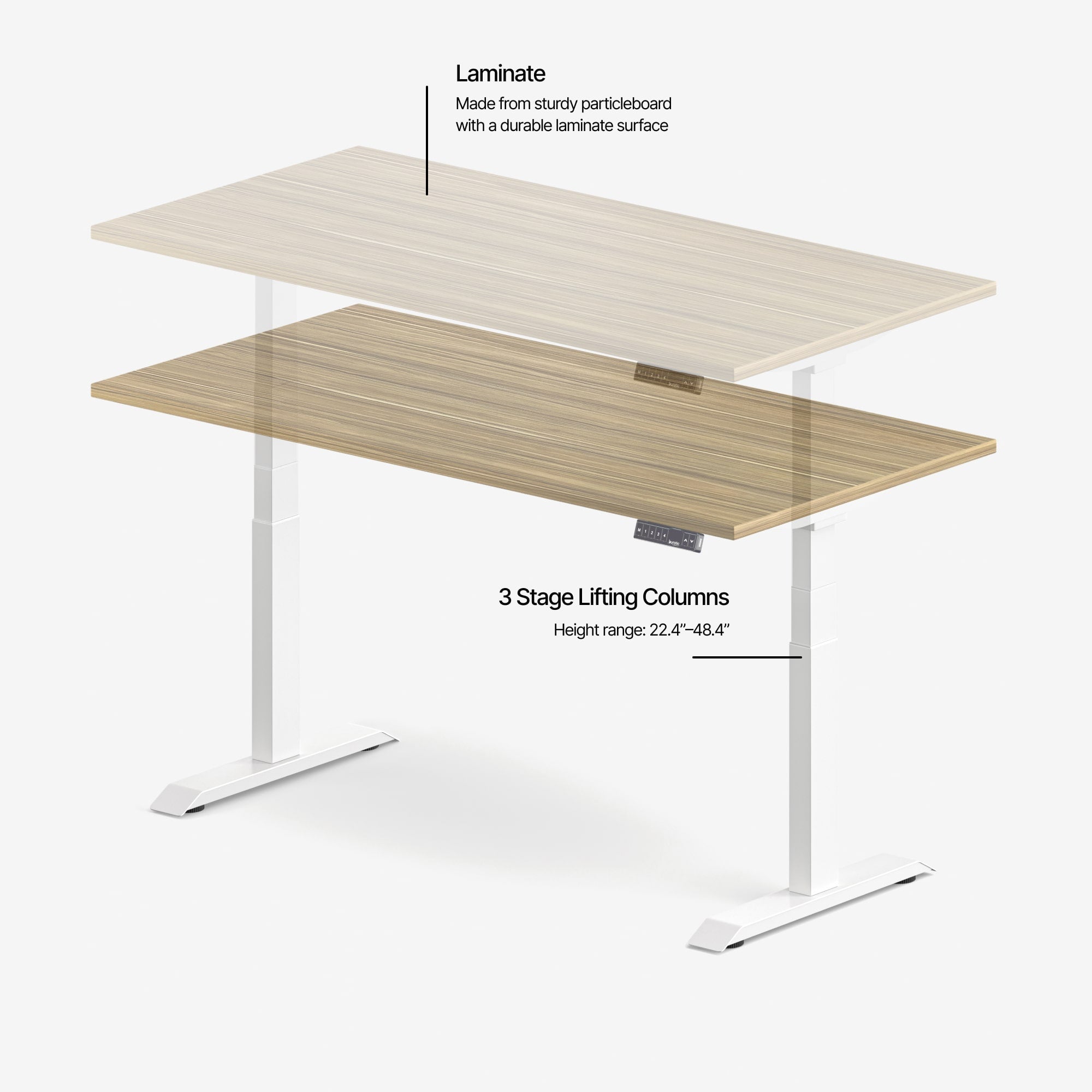 Bureau Ajustable Aspire en Laminé de Bois