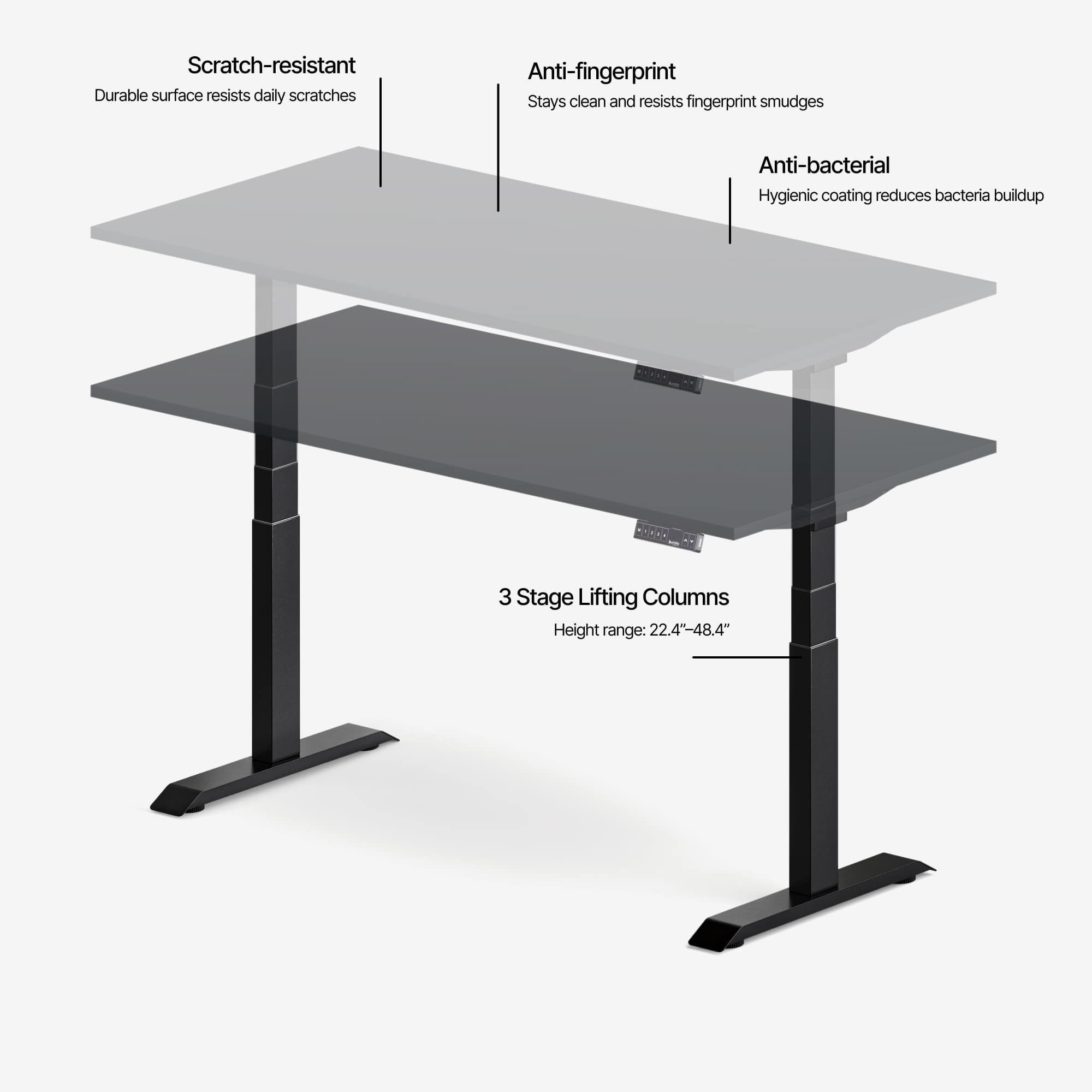 Bureau Ajustable Aspire en Laminé Supérieur
