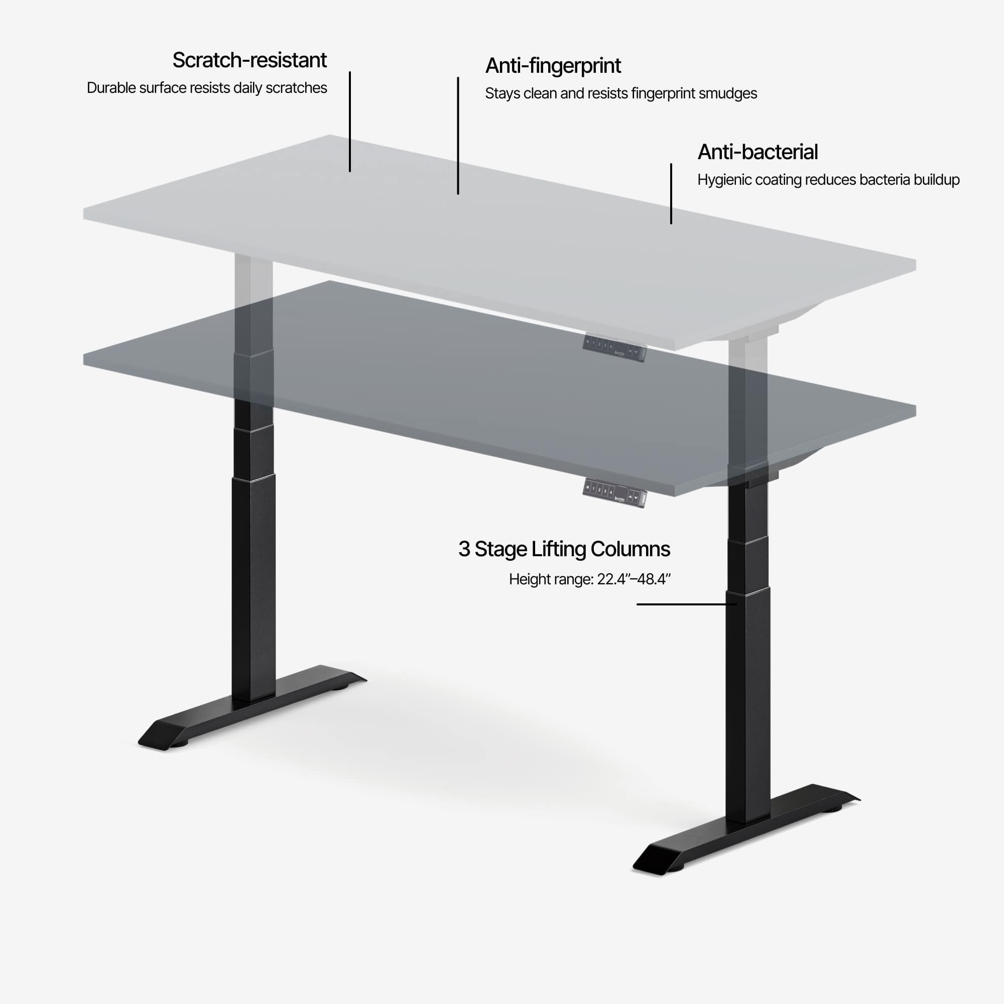 Bureau Ajustable Aspire en Laminé Supérieur