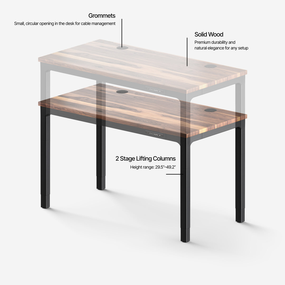 Bureau Ajustable Leva en Bois Massif