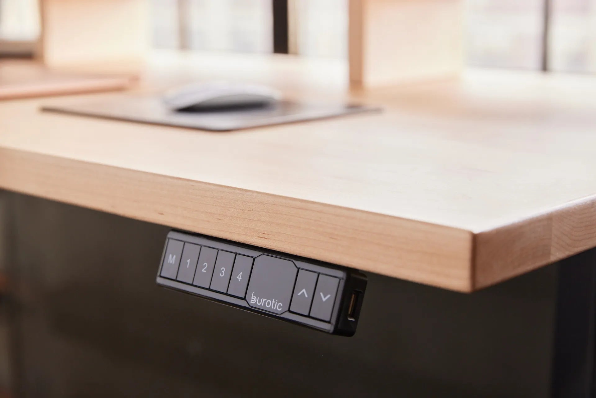 Burotic standing desk controller with four programmable height presets