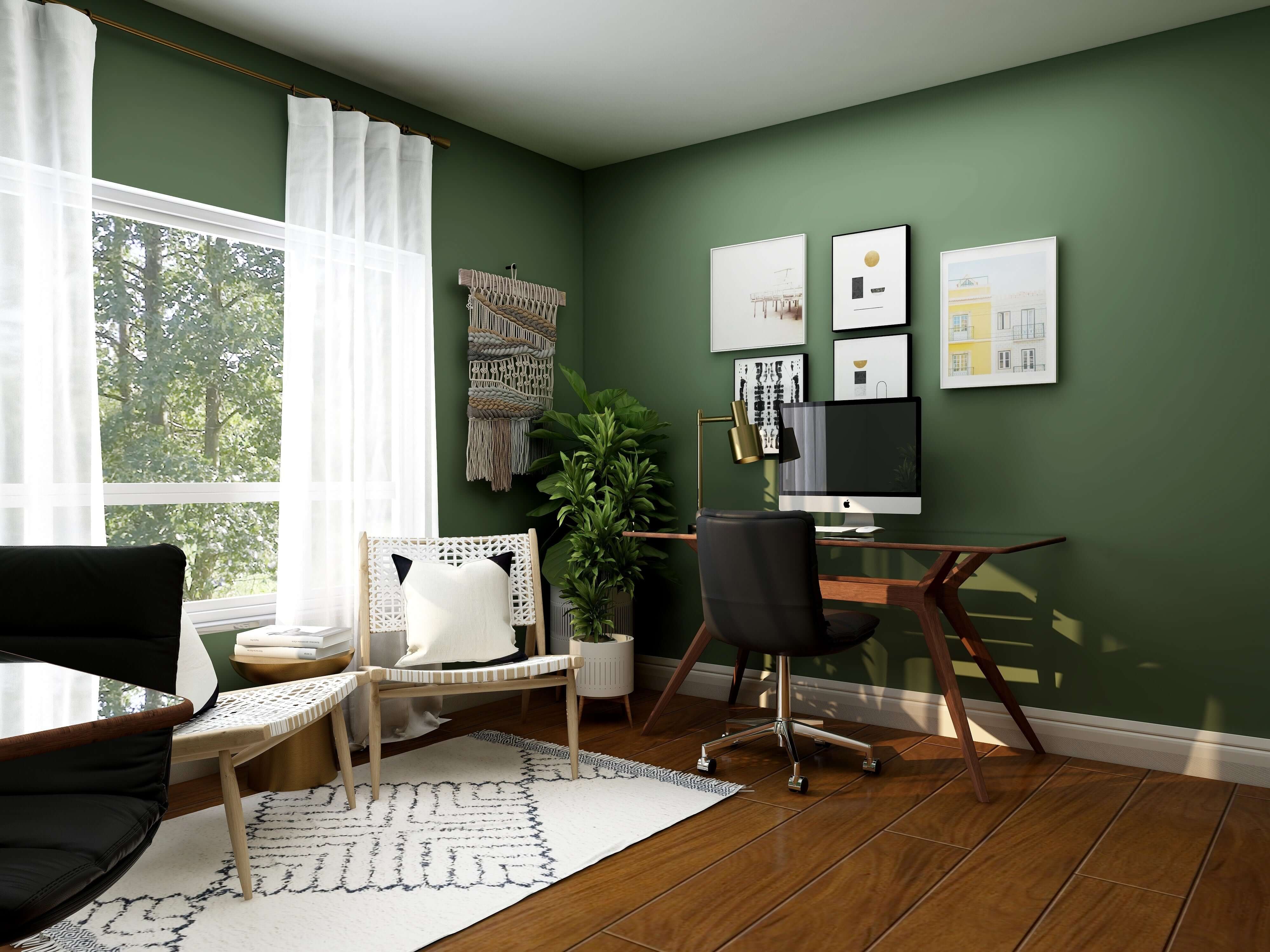 Well-finished home office with a sturdy desk and ergonomic chair