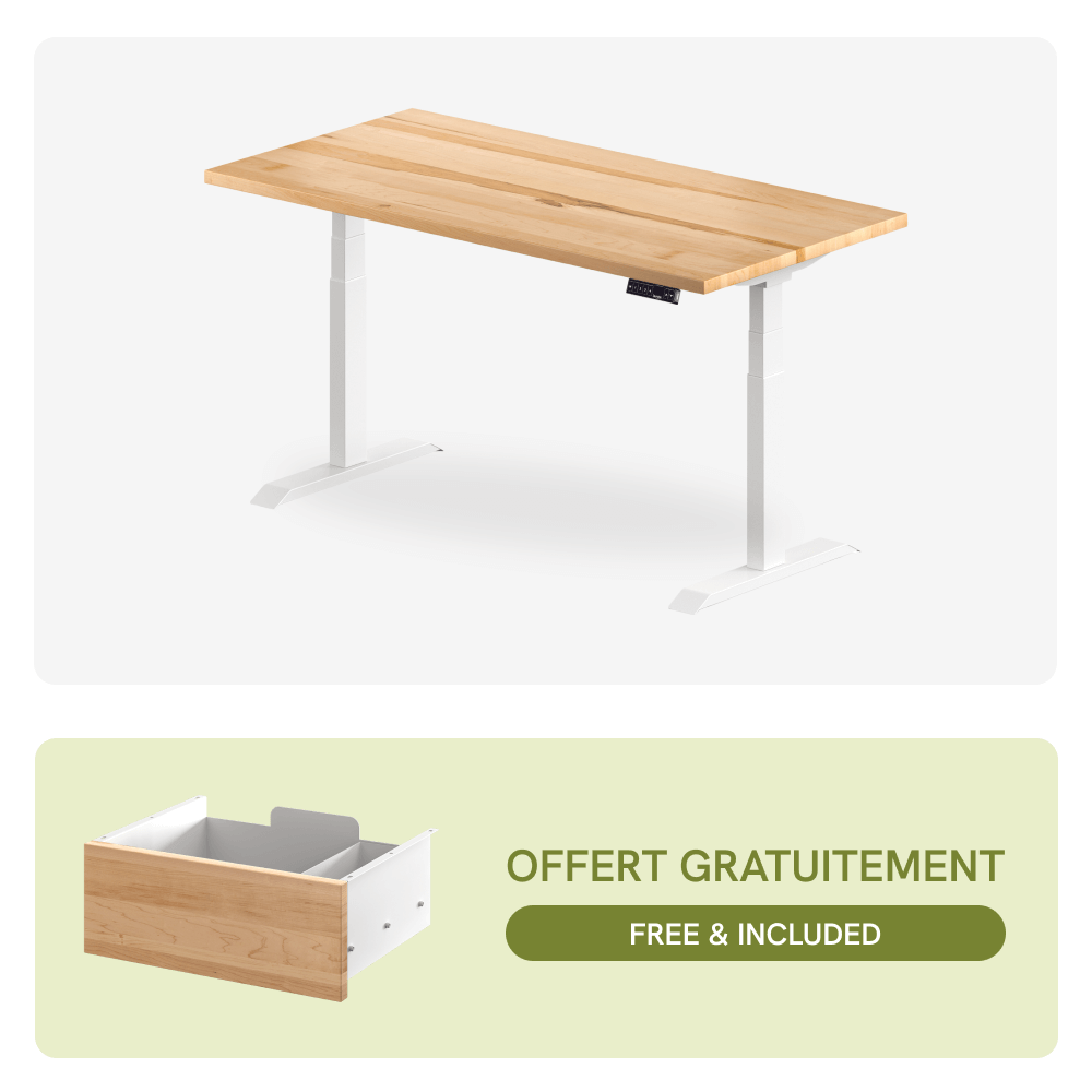 Aspire Solid Wood Standing Desk + FREE Desk Drawer